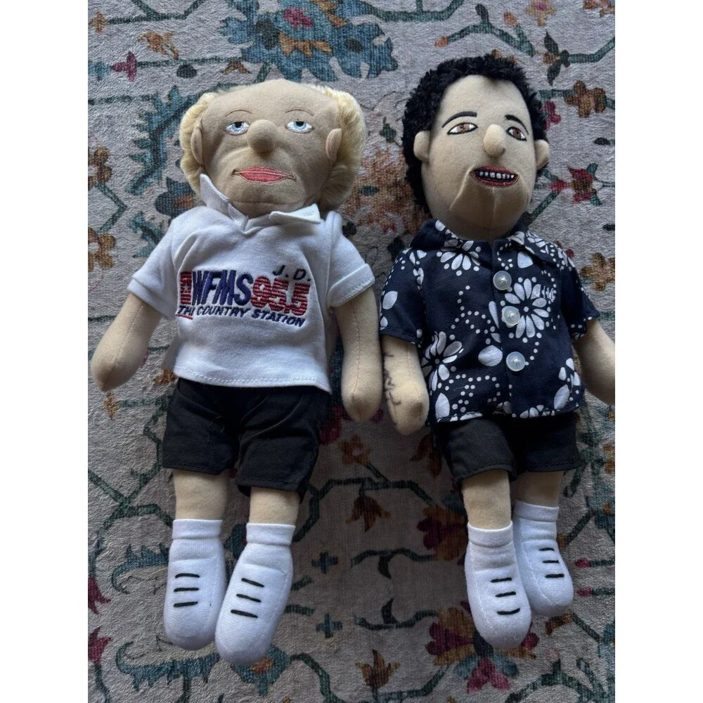 Dual Signed 95.5 WFMS Radio Plush Dolls J.D. Cannon & Jim Denny